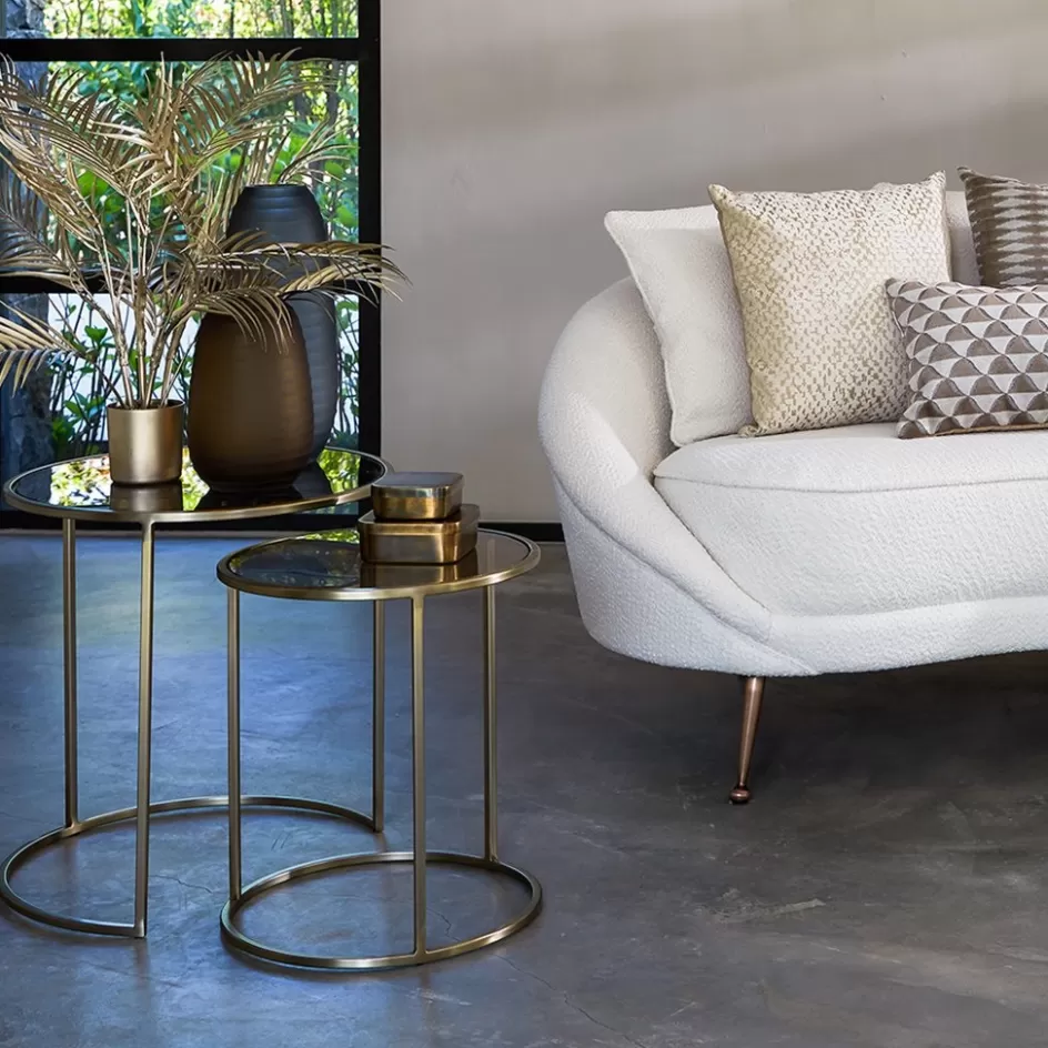 Light and Living | Bijzettafels>Straluma Light and Living bijzettafel Duarte set van 2 goud met bruin glas