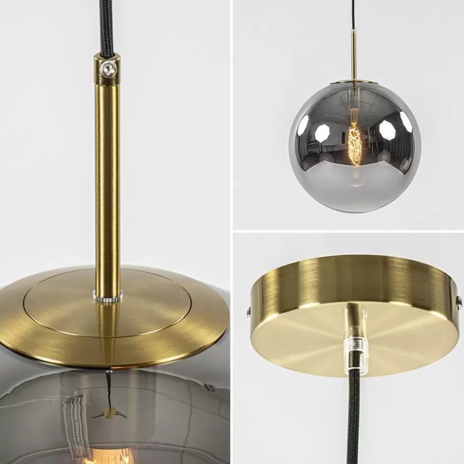 Light and Living | Woonkamerlampen>Straluma Luxe Light and Living hanglamp Medina brons met smoke glas