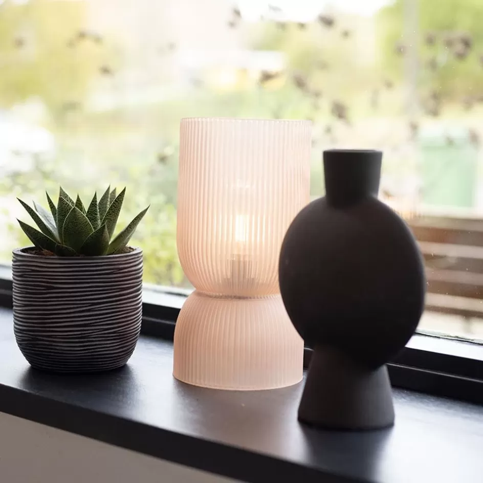 Tafellampen | Light and Living>Straluma Oudroze glazen tafellamp Phoebe op batterijen van Light and living