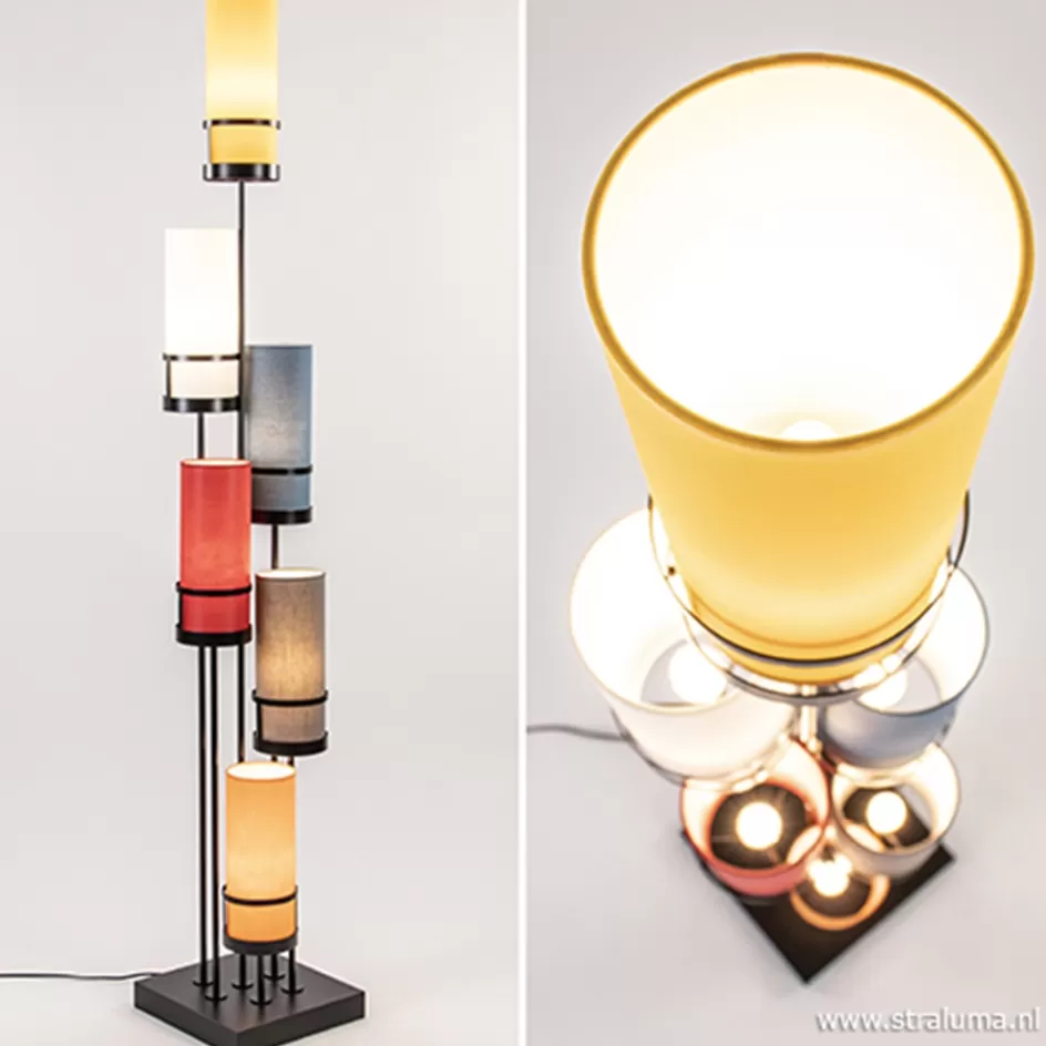Slaapkamerlampen | Kantoorverlichting>Straluma Vloerlamp zwart 6L multicolor rood